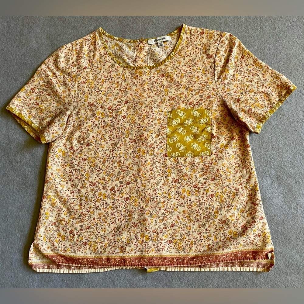 Madewell Women’s Floral Blouse XXS Button Back Top Multicolor Print